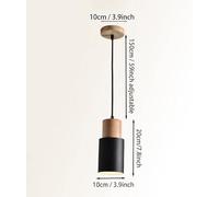 Battery Operated Pendant Light - Wireless Black Chandelier for Kitchen Island Dining Room Bedroom Hallway - Modern Ceiling Hanging Fixture Easy Installation Cordless Design