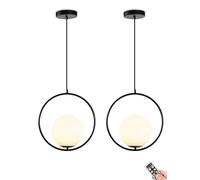 Battery Operated Pendant Light with Dimmable Rechargeable Bulb - Hardwired Alternative Hanging Ceiling Chandelier for Kitchen Island, Dining Table, Living Room, Bedroom