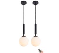 Battery Operated Pendant Light with Dimmable & Timeable Rechargeable Bulb, not Hardwired Battery Powered Globe Hanging Ceiling Lighting Chandelier, for Kitchen Island Dining Table Living Room Bedroom