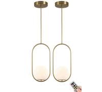 Battery Operated Pendant Light with Dimmable & Timeable Rechargeable Bulb, not Hardwired Powered Globe Hanging Ceiling Lighting Chandelier, for Kitchen Island Dining Table Living Room Bedroom