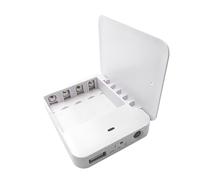 Battery Operated Phone Charger Emergency|USB Battery Powered Power Bank Portable 4 AA Batteries Powered Outlet (White)