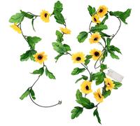 Battery Operated Sunflower Fairy Lights - 2M/20 LED String Lights - Decorative Artificial Flower Garland for Outdoor Indoor Home Bedroom Patio Garden