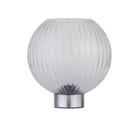 Battery Operated Table Lamp or Bedside Light, Chrome with Clear Ribbed Glass, 2W S14 Bulb Included, 22cm Height