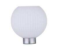 Battery Operated Table Lamp or Bedside Light, Chrome with White Ribbed Glass, 2W S14 Bulb Included, 22cm Height