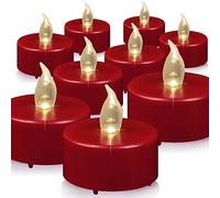 Battery Operated Tea Lights Candles: Flameless Flickering LED Electric Fake Candles Bulk, 100Pack Powered Votive Tealights, Long Lasting 200H+ Bright Red Lamp for Seasonal and Festive Decoration