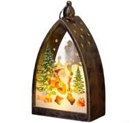 Battery Operated Vintage Christmas LED Lamp Featuring Snowman Reindeer Santa Tree for Cozy Holiday Atmosphere on Desktop or Shelf Decoration (C)