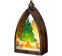 Battery Operated Vintage Christmas LED Lamp Featuring Snowman Reindeer Santa Tree for Cozy Holiday Atmosphere on Desktop or Shelf Decoration (D)