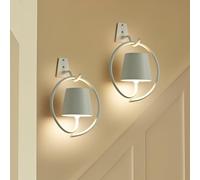 Battery Operated Wall Lights, 2 Pack Rechargeable Wall Light Indoor with 3 Color Temperatures, Dimmable Wireless LED Wall Lamps IP54 Waterproof Wall Sconce Lights for Bedroom, Living Room(Grey)