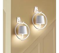 Battery Operated Wall Lights, 2 Pack Rechargeable Wall Light Indoor with 3 Color Temperatures, Dimmable Wireless LED Wall Lamps IP54 Waterproof Wall Sconce Lights for Bedroom, Living Room(White)