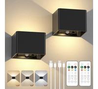 Battery Operated Wall Lights - Rechargeable Motion Sensor Lights Indoor with Remote, Wireless LED Wall Light 3 Colour Temperatures Magnetic Stick On Wall Lights for Living Room Bedroom Hallway 2 Pack