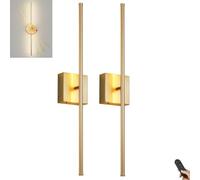 Battery Operated Wall Sconce Set with Remote Control Dimmable Wall Lights, USB Rechargeable, 350°Rotate Wireless for Living Room, Hallway, Bedroom, 28 in