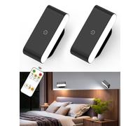 Battery Operated Wall Sconces Set of 2, Rechargeable LED Wall Mounted Light with Remote Control, Stick On Magnetic Wall Lights for Bedroom, 3 Modes Dimmable Bedside Reading Wall Lamps for Bedroom