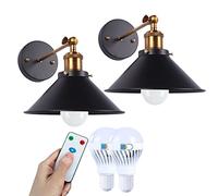 Battery Operated Wall Sconces Set Of Two With Remote,Wireless Wall Lights,Rechargeable 500 Lumens Light Bulb,Non Hardwired Light Fixtures For Farmhouse,240 Degree Swing Arm (Size : White light)