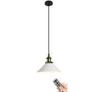 Battery Operated White nt Light with Remote - Industrial Wireless Ceiling Hanging Lamp for Dining Room, Kitchen Island, Bedroom, Entryway & Foyer Chlier Fixtures
