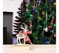 Battery Operated Wooden Christmas Tree Light Effect With Reindeer and LED lights