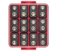 Battery Organiser Storage Case, Battery Vault Box Container for 16 Pieces 9 V Batteries, Plastic Clear Protective Battery Holder for Travel/Home/Office (Red, S-12 Pieces 9V)