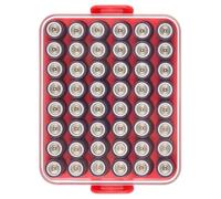 Battery Organiser Storage Case, Battery Vault Box Container for 48 AAA Batteries, Plastic Clear Protective Battery Holder for Travel/Home/Office (Red, S)