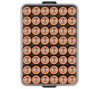 Battery Organiser Storage Case, Small Battery Safe Box Container for 48 AA Batteries, Plastic Clear Protective Battery Holder for Travel/Home/Office (Black, L)