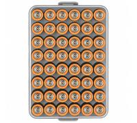 Battery Organiser Storage Case, Small Battery Safe Box Container for 48 AA Batteries, Plastic Clear Protective Battery Holder for Travel/Home/Office (Grey, L)
