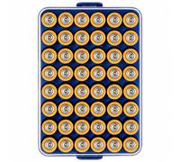 Battery Organiser Storage Case, Small Battery Safe Box Container for 48 AA Batteries, Plastic Clear Protective Battery Holder for Travel/Home/Office (Blue, L)