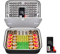 Battery Organizer, Double-Layer Battery Holder Storage Bag Holds 197+ AA AAA 9V C D Lithium 3V Button Batteries with BT-168 Battery Tester (Not Includes Batteries)