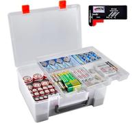 Battery Organizer Holder with Batteries Tester Checker, 120+ Storage Containers Box Case Fits for AA AAA 9V C D Lithium 3V LR44 CR2016 CR1632 CR2032 CR2025 (Batteries Not Includes) -Transparent