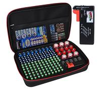 Battery Organizer Storage Box Battery Safe Hard Fireproof Waterproof Explosion Proof with Tester BT-168 Checker Carry Case Container Bag Fits 200+ Batteries AA AAA C D, multicoloured, L, Modern