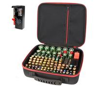 Battery Organizer Storage Case with Battery Tester, Battery Holder Organizer Fit for 126+ Batteries AA AAA C D 9V LR44 CR2032, Battery Storage for Garage Organization, Hard Shell Battery Box