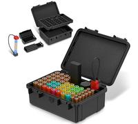 Battery Organizer Storage Case with Small Battery Tester,IP68 Waterproof Hard Batteries Holder Container Box for 40 AA & 12 AAA & 12 CR2032 CR2025 Lithium Coin & 18 LR44/2 D Size Household Batteries