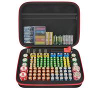 Battery Organizer Storage Holder Case Box with Tester Checker BT-168. Holds 136+ Batteries AA AAA C D Cell 9V 3V Lithium (Black, Medium)