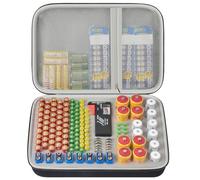 Battery Organizer Storage Holder Case Box with Tester Checker BT-168. Holds 225 Batteries AA AAA C D Cell 9V 3V Lithium (Grey, Large)