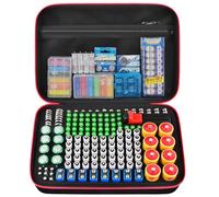 Battery Organizer Storage Holder Case Box with Tester Checker BT-168. Holds 225 Batteries AA AAA C D Cell 9V 3V Lithium (Black, Large)