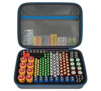 Battery Organizer Storage Holder Case Box with Tester Checker BT-168. Holds 225 Batteries AA AAA C D Cell 9V 3V Lithium (Blue, Large)