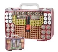 Battery Organizer Storage Holder Case with Double-Sided, Garage Box with Tester Checker. Batteries Container for 269pcs AA AAA AAAA 3A 4A 9V C D Lithium 4LR44 CR2 CR123A CR1632 CR2032 18650 -Red