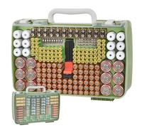 Battery Organizer Storage Holder Case with Double-Sided, Garage Box with Tester Checker. Batteries Container for 269pcs AA AAA AAAA 3A 4A 9V C D Lithium 4LR44 CR2 CR123A CR1632 CR2032 18650 -Green