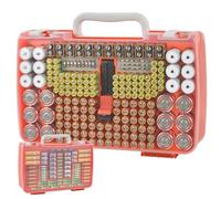 Battery Organizer Storage Holder Case with Double-Sided, Garage Box with Tester Checker. Batteries Container for 269pcs AA AAA AAAA 3A 4A 9V C D Lithium 4LR44 CR2 CR123A CR1632 CR2032 18650 - Orange