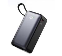 Battery Pack Case with Fixed Charging Cord, ABS, Regular black
