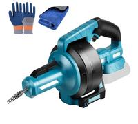 Battery Pipe Cleaning Machine for Makita Battery, Electric Pipe Cleaning Spiral Drain Cleaner for Diameter 20-75 mm Kitchen Bathroom Toilet Pipe Line with 7 m Automatic Retractable Steel Spiral Cable