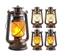 Battery-Powered 2 Modes Lighting LED Vintage Lanterns Decorative Outdoor & Indoor, 4 Pack Bronze Lights with Dancing Flame, Waterproof Remote Control Retro Lanterns Decor for Room,Garden,Porch