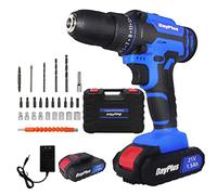 Battery Powered 21V Combi Drill - Cordless Handheld Drill Driver for Metal, Wall & Wood - 1500mAh, 45Nm, 25+1 Torque Setting, 2 Speed, LED Light