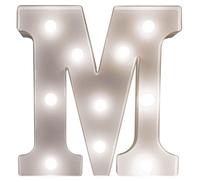 Battery Powered 3D Letter M Led Light - Freestanding Or Wall Mounted Alphabet Lighting Home Or Party Decoration - H22 X W14 X D3Cm