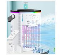 Battery Powered Air Conditioner 6000mAh,Rechargeable Small Air Conditioner for Room,Personal Air Cooler with Mist,Timer,Light,Portable Mini AC Unit Cooling Fan for Camping,Tent,Car,Desktop,Bedroom