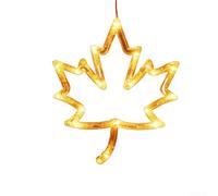 Battery Powered Autumn Window Lights With LED Pumpkin And Maple Leaf Designs For Indoor And Outdoor Seasonal Decoration On Various Surfaces Including Glass(Maple Leaf)