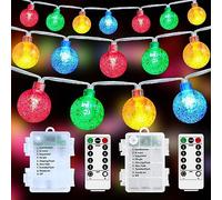Battery Powered Color Changing Lights - 2Pack Total 66Ft 200 LED Battery Colorful String Lights with Remote, 8 Modes, RGB Globe String Lights Outdoor Waterproof for Bedroom Christmas Indoor Decor