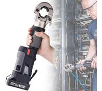 Battery Powered Crimper Eletric Crimper Pressure Sensor, Hydraulic Crimping Tool Electrical Terminal Cable Wire Tool Kit 360° Electrical Wire Connectors 12 Pairs of Dies 16-300mm² Grey