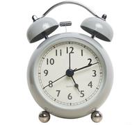 Battery Powered Extra Loud Alarm Clock with Vintage Style and Twin Bells, Great for Bedrooms and Kids Rooms (Grey)