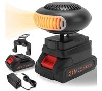 Battery Powered Heater, 2026 New Portable Car Heater Battery Powered, Wireless Cordless Space Heater, 2 Heating Modes(30-80°C), 180° Rotating Head, for Office,Indoor (15-cell,Battery*1)