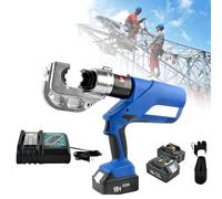 Battery Powered Hydraulic Cable Lug Crimper with 12 Dies, Rechargeable Crimping Tool for Copper and Aluminum Terminals, Ideal for Electrical Wiring Projects