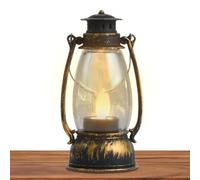 Battery Powered Lanterns, Vintage Lantern LED Camping Lamps | Vintage Bronze Garden Lanterns with Dancing Flame, Electric Camping Lanterns, for Patio Garden Yard Porch
