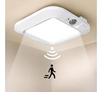 Battery Powered LED Ceiling Light Motion Sensor Light, ANOTEK Battery Operated Indoor Sensor Ceiling Light for Basement Closet Hallway Shed Laundry Daylight Auto On/Off